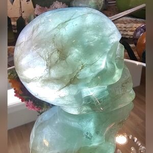 Fluorite Crystal Skull 3.4" X 2.8 1.10lbs